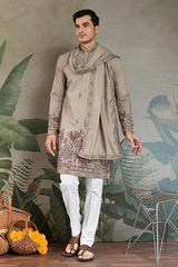 Premium Ivory Color Embroidered Kurta with Pajama Set for Men