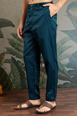 Teal Blue Embroidered Kurta Koti Set for Men ⭐⭐⭐⭐⭐