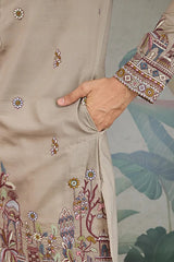 Premium Ivory Color Embroidered Kurta with Pajama Set for Men