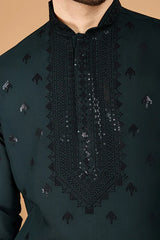 Designer Green Viscose Silk Kurta for Men Online