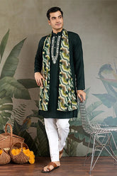 Traditional Green Kurta with Dupatta for Mens Wear