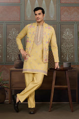 Trending Yellow Haldi Ceremony Koti Kurta for Men⭐⭐⭐⭐⭐