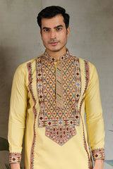 Yellow Embroidered Kurta for Haldi & Celebrations