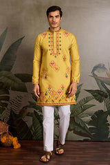Menβs Traditional Yellow Kurta for Haldi Ceremony