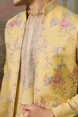 Trending Yellow Haldi Ceremony Koti Kurta for Men⭐⭐⭐⭐⭐