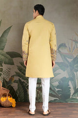 Haldi Special Yellow Embroidered Kurta Pajama Set for Men