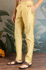 Haldi Special Yellow Kurta Pajama with Open Jacket for Men