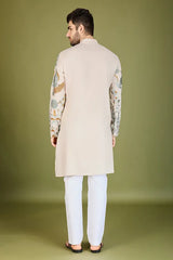 Ivory Viscose Rayon Designer Men's Kurta Online
