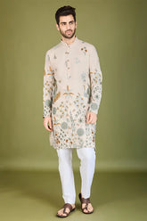 Ivory Viscose Rayon Designer Men's Kurta Online