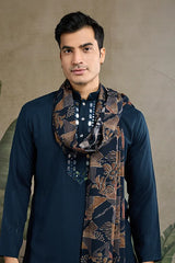 Teal Blue Viscose Rayon Kurta with Mirror Work