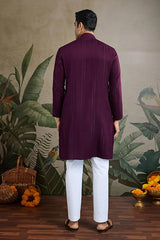 Purple Viscose Rayon Kurta with Jari & Mirror Work