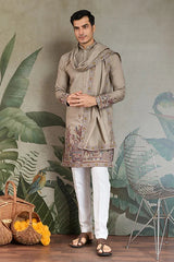 Premium Ivory Color Embroidered Kurta with Pajama Set for Men