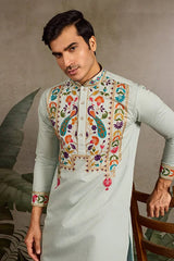 Pista Color Wedding Special Kurta Design for Mens Wear