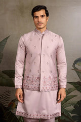 Boutique Style Unique Light Pink Kurta Koti Set for Men