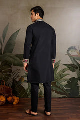Designer Black Embroidered Mens Kurta for Wedding