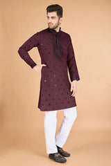 Maroon Designer Kurta for Men - Festive & Wedding