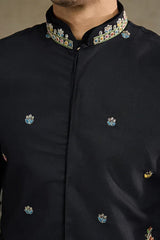 Designer Black Kurta with Embroidered Koti – Elegant Style