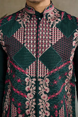 Indian ethnic wear Designer Green Kurta Koti Jacket