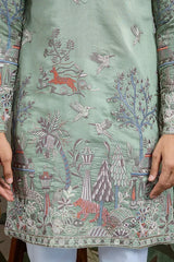 Premium Pista Green Viscose Silk party wear kurta for men⭐⭐⭐⭐⭐