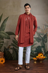 Festive Rust Orange Ultimate Guide to Menswear Kurta & Dupatta