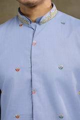 Sky Blue Men's Kurta Koti Set – Stylish & Elegant