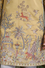 Yellow Viscose Silk Mens kurta for haldi ceremony