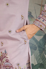 Traditional Dusty Pink Embroidered Kurta Dupatta with Pajama