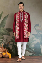 Designer Red Kurta with Dupatta for Festive Look