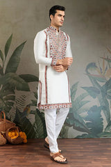 Wedding Special White Embroidered Kurta for Men