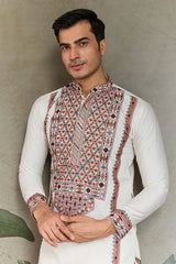 Wedding Special White Embroidered Kurta for Men