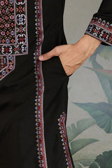 Designer Premium Embroidered Black Silk Kurta for Men