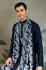Elegant Navy Blue Mens Wear Kurta Set with Dupatta
