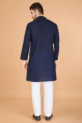 Navy Blue Viscose Silk Kurta Set – Stylish & Comfortable