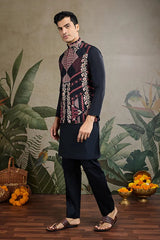 Beautiful Black Viscose Silk Kurta Koti Set