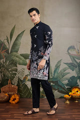Beautiful Black Viscose Silk Kurta mens wear near me