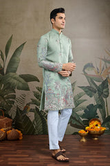 Premium Pista Green Viscose Silk party wear kurta for men⭐⭐⭐⭐⭐