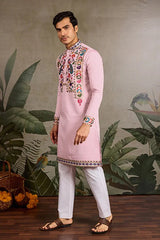 Pink Stylish Traditional Kurta for Mens Wear