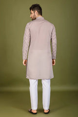 Designer Ivory Silk Kurta for Men – Elegant Festive Wear