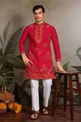 Wedding Ready Look Premium Red Kurta for Men