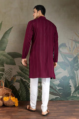 Designer Purple Men Kurta and Dupatta for Weddings
