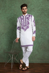 Purple Color Digital Printed Gents Kurta Pyjama