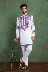 Purple Color Digital Printed Gents Kurta Pyjama