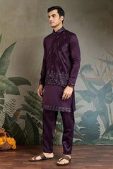 Wedding Special Purple Kurta Koti Set for Men ⭐⭐⭐⭐⭐