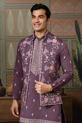Dusty Purple Wedding Kurta with Matching Koti Set for men