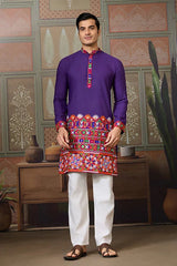 Readymade Purple Mens Kurta for Navratri Look