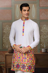 Stylish White Cotton Readymade Men’s Navratri Kurta