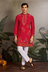 Wedding Ready Look Premium Red Kurta for Men