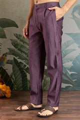 Rust Purple Open Koti Style Kurta Pajama Set for Men