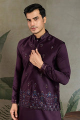 Wedding Special Purple Kurta Koti Set for Men ⭐⭐⭐⭐⭐