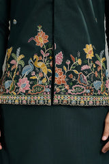 Stylish Green Men's Kurta Koti Set – Trendy & Elegant